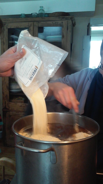 Then comes the Dry Malt Extract...Two bags. This is a sweet Wort.