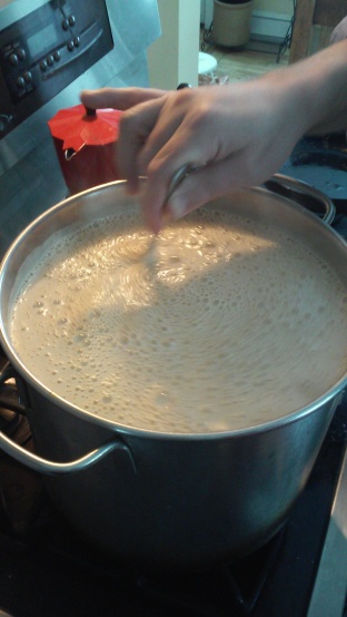 All that Malt appears to lower the boiling point. We have to be very careful not to let it boil over.